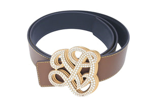 新品同様 LOUIS VUITTON ルイヴィトン ベルト バックル M8469 ダイナスティ 2024SS 100/40 パール ゴールド金具 中古 4c071196