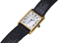 Load image into Gallery viewer, Cartier カルティエ マストタンク 腕時計 SWISS 革ベルト 18K GOLD Electroplated ブラック ゴールド金具 美品 中古 4c071201