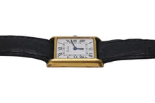 Load image into Gallery viewer, Cartier カルティエ マストタンク 腕時計 SWISS 革ベルト 18K GOLD Electroplated ブラック ゴールド金具 美品 中古 4c071201