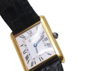 Load image into Gallery viewer, Cartier カルティエ マストタンク 腕時計 SWISS 革ベルト 18K GOLD Electroplated ブラック ゴールド金具 美品 中古 4c071201