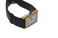 Load image into Gallery viewer, Cartier カルティエ マストタンク 腕時計 SWISS 革ベルト 18K GOLD Electroplated ブラック ゴールド金具 美品 中古 4c071201