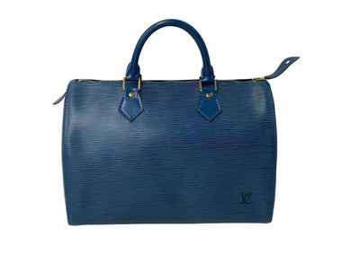 LOUIS VUITTON ルイヴィトン スピーディ30 ハンドバッグ M43005 エピ PVC レザー ブルー ゴールド金具 美品 中古 4c071207