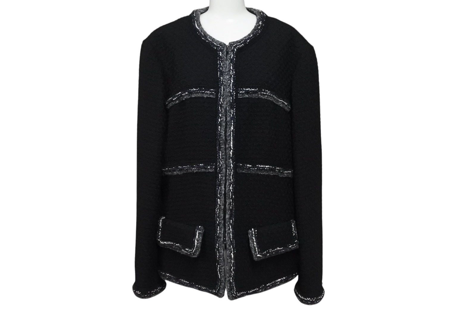 VINTAGE CHANEL ブラックツイード トリムジャケット バイカラー VINTAGE CHANEL ブラックツイード トリムジャケット バイカラー