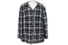 Load image into Gallery viewer, 極美品 CHANEL シャネル メンズ ツイード ジャケット ネイビー系 ブラック ホワイト シルク混 P58787V44460 サイズ50 中古 4c071212
