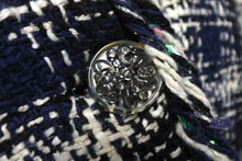 Load image into Gallery viewer, 極美品 CHANEL シャネル メンズ ツイード ジャケット ネイビー系 ブラック ホワイト シルク混 P58787V44460 サイズ50 中古 4c071212