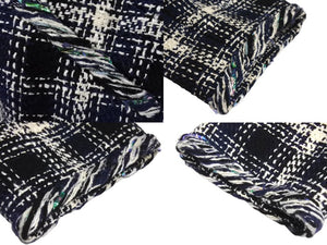極美品 CHANEL シャネル メンズ ツイード ジャケット ネイビー系 ブラック ホワイト シルク混 P58787V44460 サイズ50 中古 4c071212
