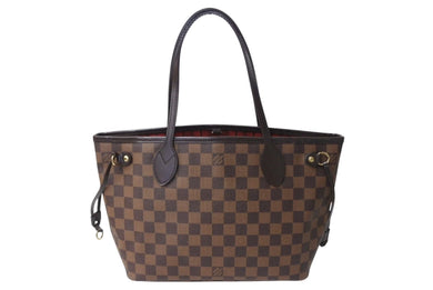 極美品 LOUIS VUITTON ルイヴィトン ネヴァーフルPM トートバッグ N51109 ダミエキャンバス ブラウン ゴールド金具 中古 4c071218