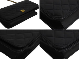 CHANEL シャネル チェーンショルダーバッグ 8番台 ココマーク キルティング ブラック ゴールド金具 美品 中古 4c071222