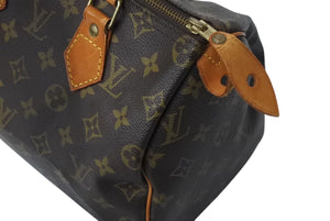 LOUIS VUITTON ルイヴィトン スピーディ25 ハンドバッグ M41109 モノグラム PVC レザー ゴールド金具 ブラウン 美品 中古 4c071223