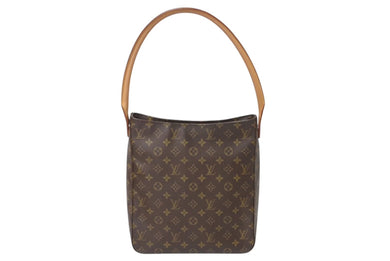 極美品 LOUIS VUITTON ルイヴィトン ルーピングGM ハンドバッグ モノグラム M51145 ブラウン ゴールド金具 中古 4c071235