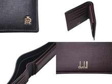Load image into Gallery viewer, 極美品 dunhill ダンヒル 二つ折り財布 レザーウォレット L2S832A ロゴ ブラック バーガンディ 中古 4c071248