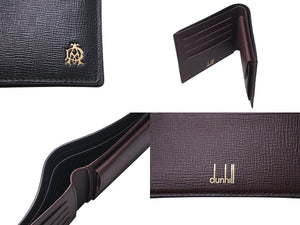 極美品 dunhill ダンヒル 二つ折り財布 レザーウォレット L2S832A ロゴ ブラック バーガンディ 中古 4c071248