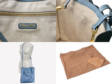 Load image into Gallery viewer, 極美品 MIUMIU ミュウミュウ トートバッグ ショルダーバッグ 2WAY ブルー ラムスキン ゴールド金具 ロゴ 中古 4c071266