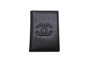 CHANEL シャネル ココマーク カードケース パスケース 名刺 22番台 スペイン製 キャビアスキン ブラック 美品 中古 4c071273