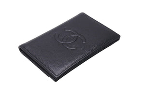 CHANEL シャネル ココマーク カードケース パスケース 名刺 22番台 スペイン製 キャビアスキン ブラック 美品 中古 4c071273
