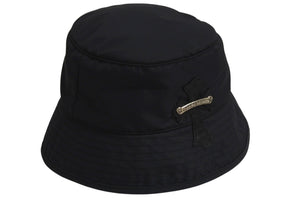 新品同様 CHROME HEARTS クロムハーツ クロスパッチ ナイロンバケットハット 帽子 HAT U CHUM ブラック シルバー金具 中古 4c071293