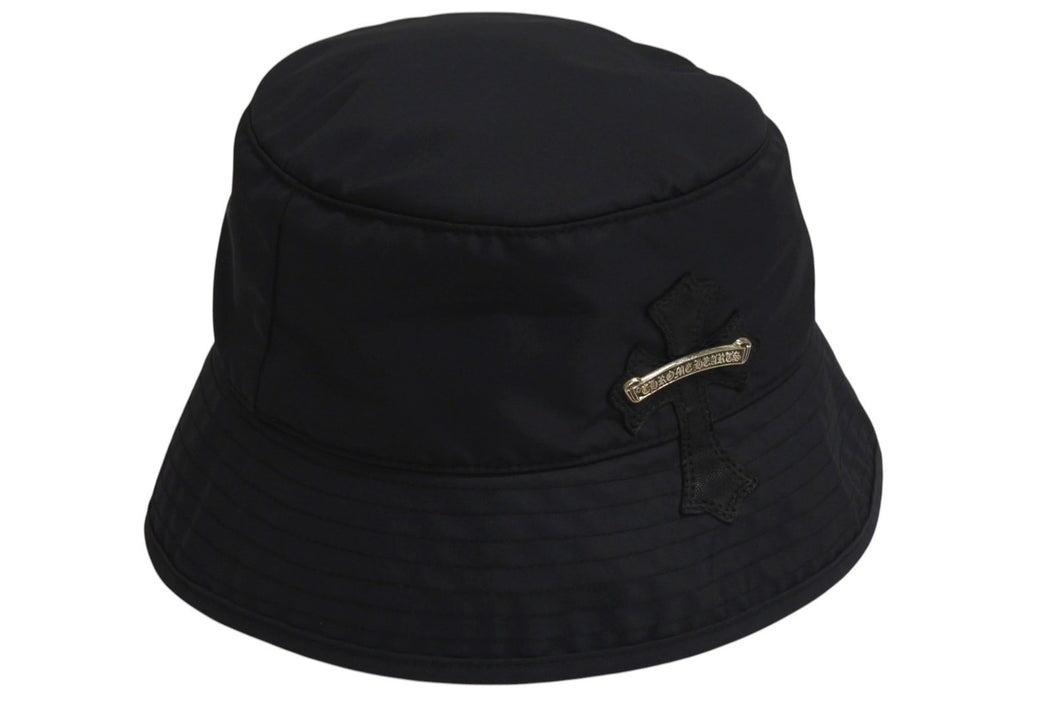 新品同様 CHROME HEARTS クロムハーツ クロスパッチ ナイロンバケットハット 帽子 HAT U CHUM ブラック シルバー金具 中古 4c071293