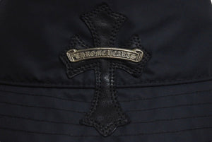 新品同様 CHROME HEARTS クロムハーツ クロスパッチ ナイロンバケットハット 帽子 HAT U CHUM ブラック シルバー金具 中古 4c071293