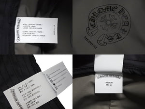 新品同様 CHROME HEARTS クロムハーツ クロスパッチ ナイロンバケットハット 帽子 HAT U CHUM ブラック シルバー金具 中古 4c071293