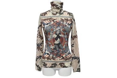 極美品 Jean Paul GAULTIER ジャンポールゴルチェ パワーネットカウガールハイネックカットソー 40 アイボリー 中古 4c071316 
