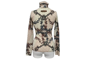 極美品 Jean Paul GAULTIER ジャンポールゴルチェ パワーネットカウガールハイネックカットソー 40 アイボリー 中古 4c071316 