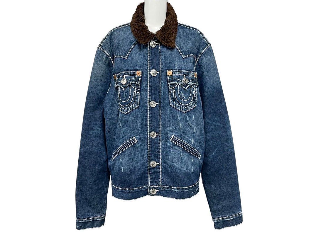 TRUE RELIGION トゥルー レリジョン JIMMY SHERPA BIG T ジミー シェルパ ビック T ブルー サイズ L 美品 中古 4c071323