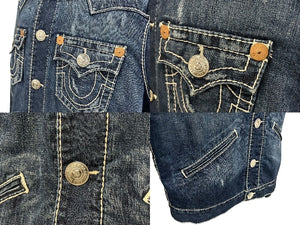 TRUE RELIGION トゥルー レリジョン JIMMY SHERPA BIG T ジミー シェルパ ビック T ブルー サイズ L 美品 中古 4c071323