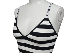 極美品 CHRISTIAN DIOR striped bodysuit クリスチャンディオール 春 2018 ボーダー ボディスーツ サイズS 中古 4c071346