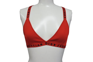 極美品 CHRISTIAN DIOR クリスチャンディオール ブラレット 8C24001AM452 レディース レーヨン サイズS レッド 中古 4c071347