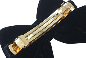 ALEXANDRE DE PARIS アレクサンドル ドゥ パリ バレッタ リボン ヘアアクセサリー ベロア ブラック ゴールド金具 美品 中古 4c071367 