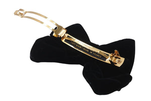 ALEXANDRE DE PARIS アレクサンドル ドゥ パリ バレッタ リボン ヘアアクセサリー ベロア ブラック ゴールド金具 美品 中古 4c071367 