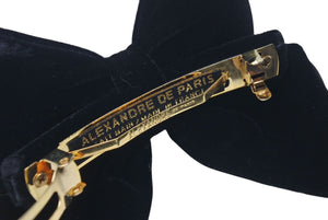 ALEXANDRE DE PARIS アレクサンドル ドゥ パリ バレッタ リボン ヘアアクセサリー ベロア ブラック ゴールド金具 美品 中古 4c071367 