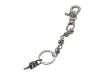 Load image into Gallery viewer, CHROME HEARTS クロムハーツ ダガーチャーム キーリング クロスボール 重量約67.0g シルバー925 3ボール STERLING刻印 美品 中古 4c071380