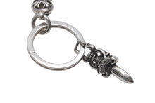 Load image into Gallery viewer, CHROME HEARTS クロムハーツ ダガーチャーム キーリング クロスボール 重量約67.0g シルバー925 3ボール STERLING刻印 美品 中古 4c071380