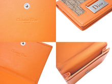 Load image into Gallery viewer, Christian Dior クリスチャンディオール カードケース 名刺入れ トロッター柄 オレンジ レザー キャンバス 良品 中古 4c071385