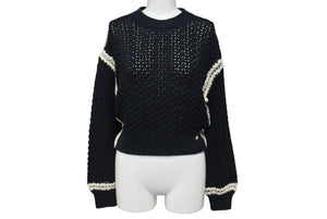 CHANEL シャネル セットアップ P72105K10363 セーター パンツ サイズ34 ココマーク 編み込み ブラック 美品 中古 4c071387