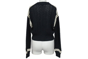CHANEL シャネル セットアップ P72105K10363 セーター パンツ サイズ34 ココマーク 編み込み ブラック 美品 中古 4c071387