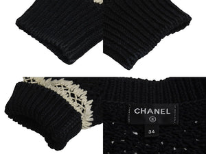 CHANEL シャネル セットアップ P72105K10363 セーター パンツ サイズ34 ココマーク 編み込み ブラック 美品 中古 4c071387