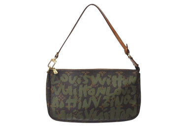 LOUIS VUITTON ルイヴィトン ポシェットアクセソワールモノグラムグラフィティ M92191 ハンドバッグ カーキ 中古 4c071394