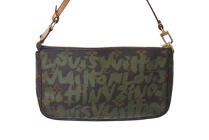 LOUIS VUITTON ルイヴィトン ポシェットアクセソワールモノグラムグラフィティ M92191 ハンドバッグ カーキ 中古 4c071394