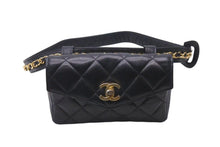 Load image into Gallery viewer, CHANEL シャネル マトラッセ ココマーク ウエストバッグ ボディバッグ ラムスキン ブラック ゴールド金具 美品 中古 4c071399