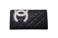 Load image into Gallery viewer, CHANEL シャネル カンボンライン 長財布 ココマーク 14番台 レザー ブラック グレー レザー 美品 中古 4c071407