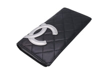Load image into Gallery viewer, CHANEL シャネル カンボンライン 長財布 ココマーク 14番台 レザー ブラック グレー レザー 美品 中古 4c071407