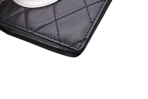 CHANEL シャネル カンボンライン 長財布 ココマーク 14番台 レザー ブラック グレー レザー 美品 中古 4c071407