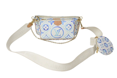 LOUIS VUITTON ルイヴィトン ショルダーバッグ ミュルティ ポシェット アクセソワール モノグラムタイル 2024-2025AW ホワイト ブルー M25374 良品 中古 4c071412