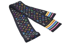 Load image into Gallery viewer, LOUIS VUITTON ルイヴィトン ネクタイ モノグラム マルチカラー イタリア製 シルク ブラック 美品 中古 4c071429