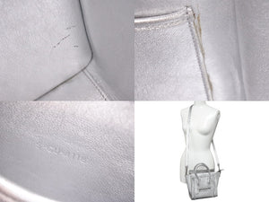 極美品 CELINE セリーヌ ラゲージ ナノ 2WAY ショルダーバッグ ハンドバッグ イタリア製 レザー シルバー シルバー金具 中古 4c071436