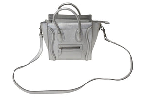 極美品 CELINE セリーヌ ラゲージ ナノ 2WAY ショルダーバッグ ハンドバッグ イタリア製 レザー シルバー シルバー金具 中古 4c071436