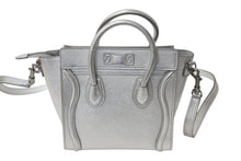 Load image into Gallery viewer, 極美品 CELINE セリーヌ ラゲージ ナノ 2WAY ショルダーバッグ ハンドバッグ イタリア製 レザー シルバー シルバー金具 中古 4c071436