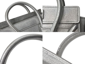 極美品 CELINE セリーヌ ラゲージ ナノ 2WAY ショルダーバッグ ハンドバッグ イタリア製 レザー シルバー シルバー金具 中古 4c071436